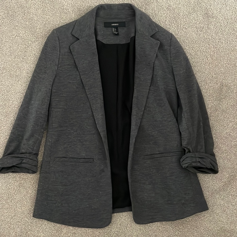 Forever 21 Dark gray Blazer w/ Shoulder Pads & Scrunched Sleeves